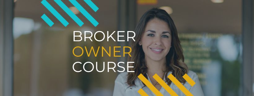 Broker Owner Course text with a woman on the right